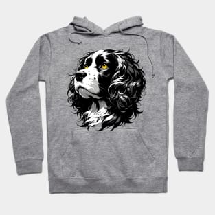 Stunning and Cool American Water Spaniel Monochrome and Gold Portrait for Father's Day Hoodie